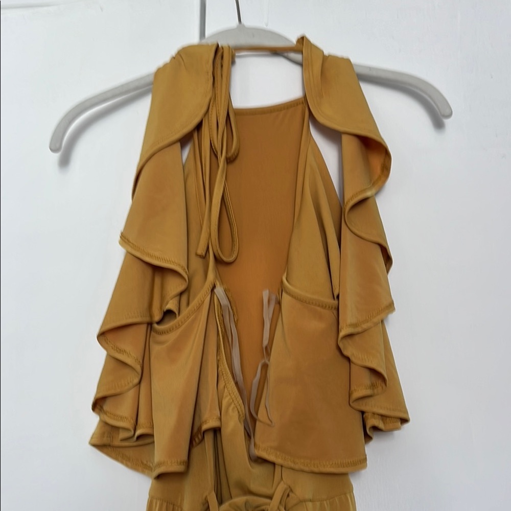 Mustard Yellow Ruffle Jumpsuit - Picture 4 of 5